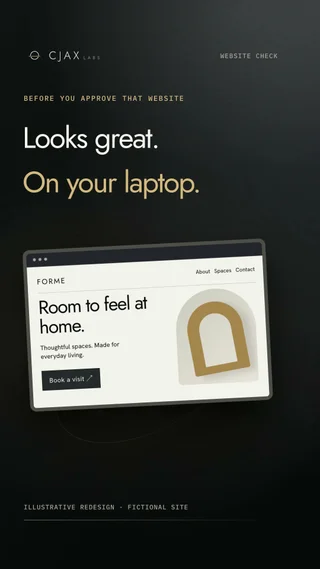 Our original phone-check motion study, showing a fictional website.
